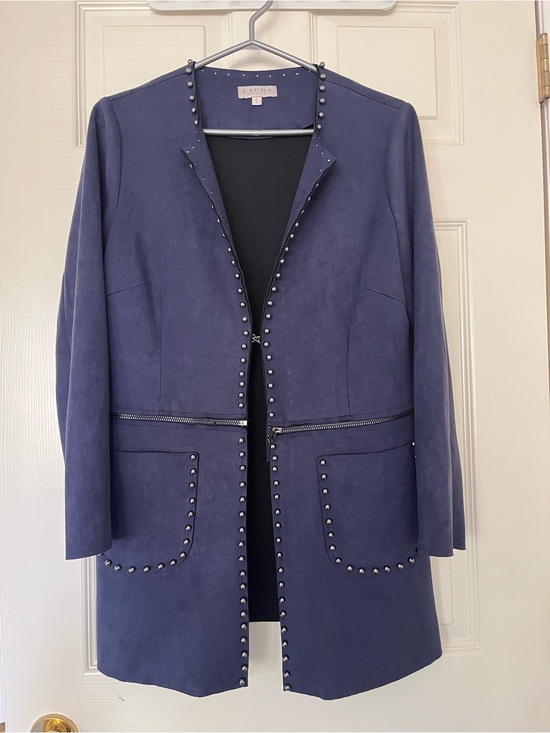 Laura Jackets & Blazers - Laura Petites Navy Stud-Trim Longline Blazer